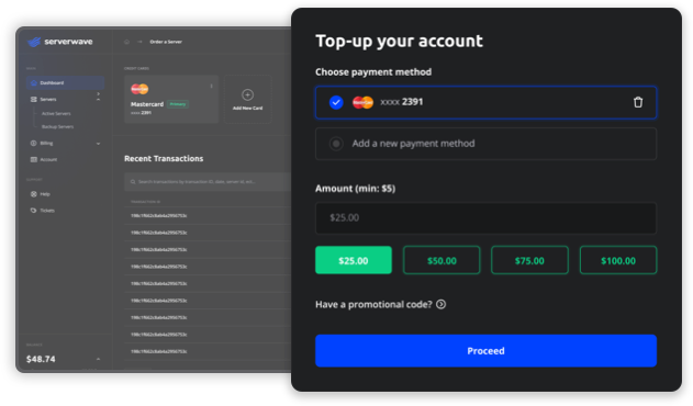 Billing dashboard screenshot